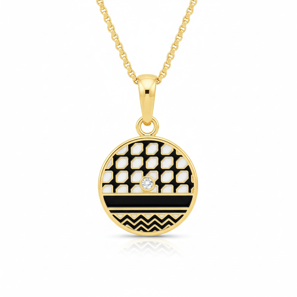 Pendentif Keffieh Noir et Blanc