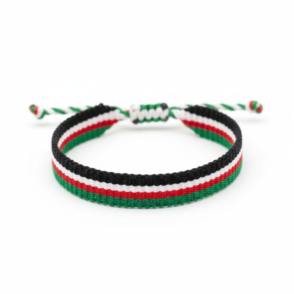 Bracelet tressé aux couleurs du drapeau palestinien