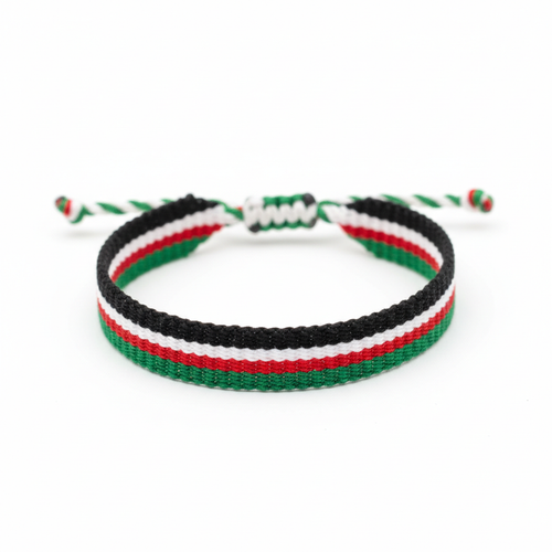 Bracelet tressé aux couleurs du drapeau palestinien