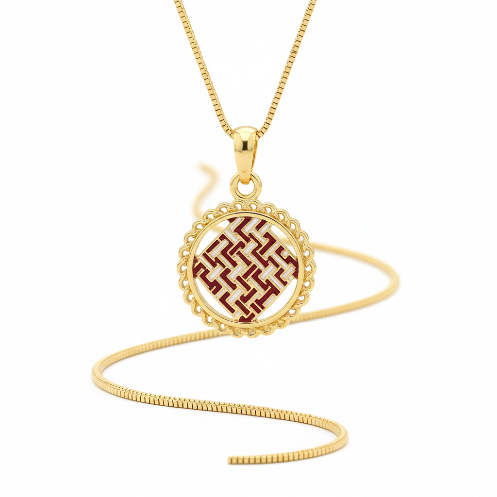 Pendentif Keffieh Rouge et Blanc